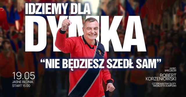 Marsz dla Dymka, pod hasłem Nie będziesz szedł sam - odbędzie się 19 maja w Szczecinie. Robert Dymkowski, były napastnik Pogoni Szczecin, walczy z ciężką chorobą.