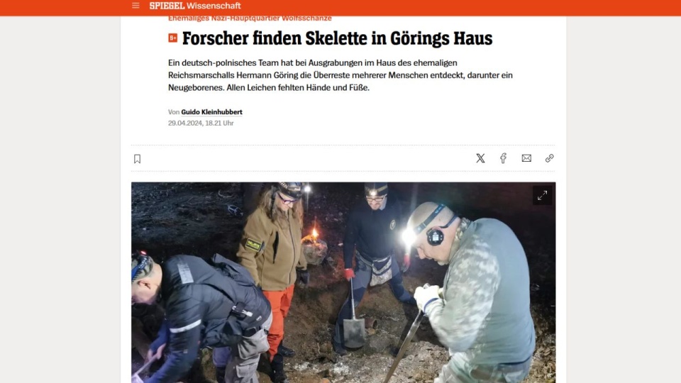 Niemieckie media o szkieletach znalezionych w domu Göringa na Mazurach